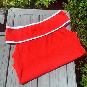 Vibrant Red Off-The-Shoulder Boat Neck Top